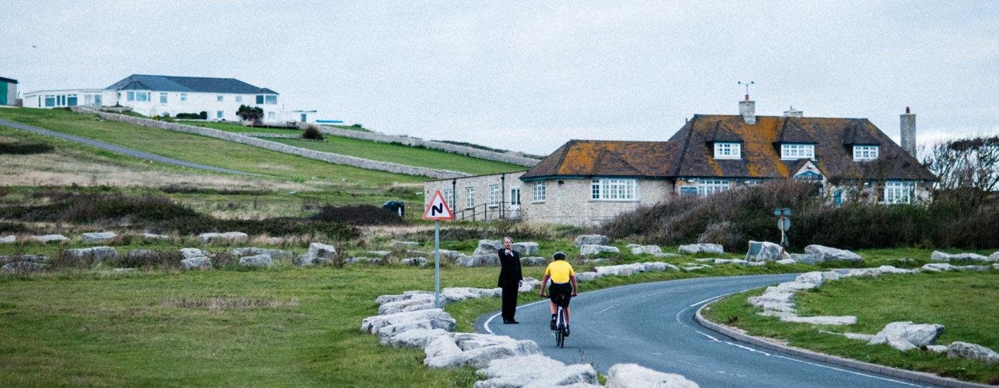 Portland landscape  with cyclist