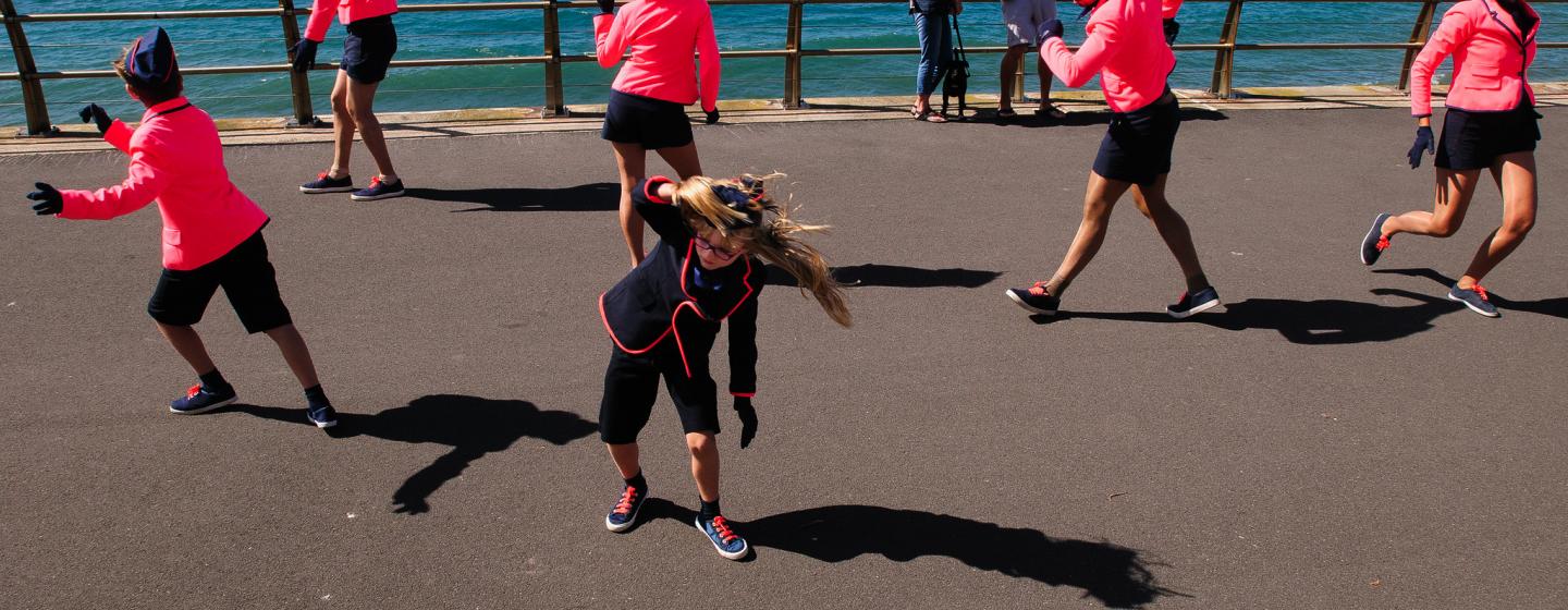 Performers at sea front