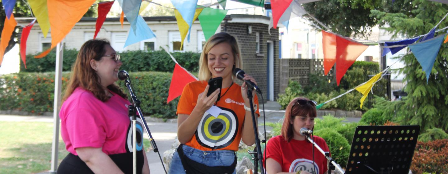 two girls in b-side t-shirts
