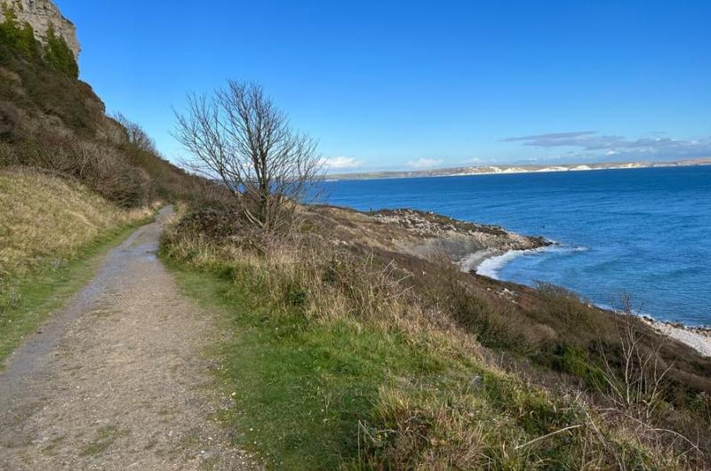 A photograph of a path and view East Weares Portland