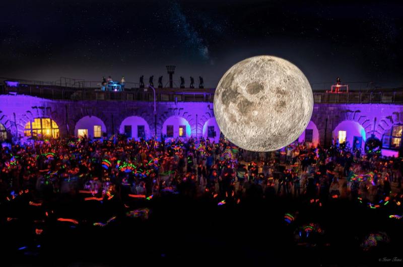 A picture of an illuminated moon by artist Luke Jerram